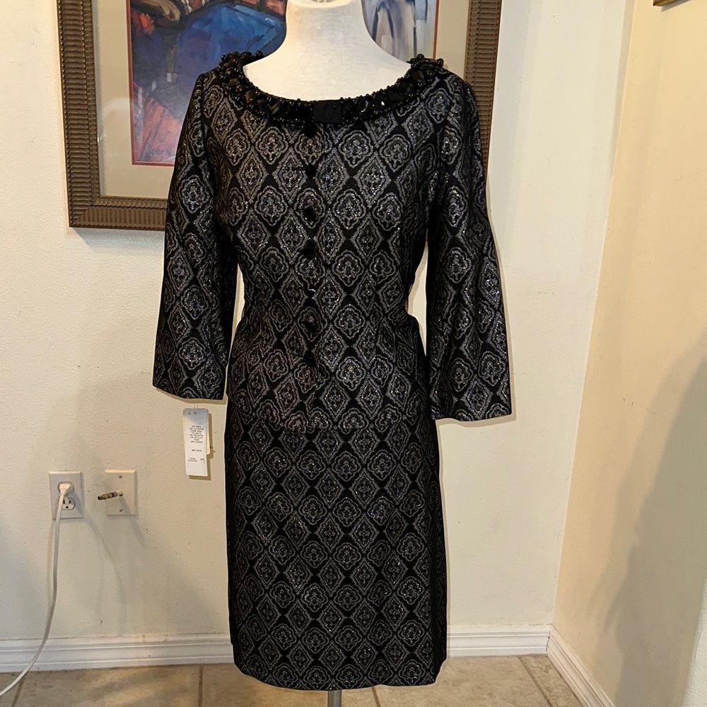 NWT Adrianna Papell Elegant Black/ Gray Embellished 2 Pc. Set Size 12